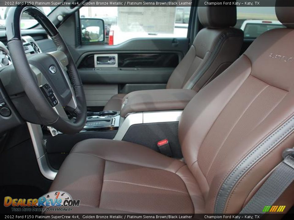 Platinum Sienna Brown/Black Leather Interior - 2012 Ford F150 Platinum SuperCrew 4x4 Photo #10