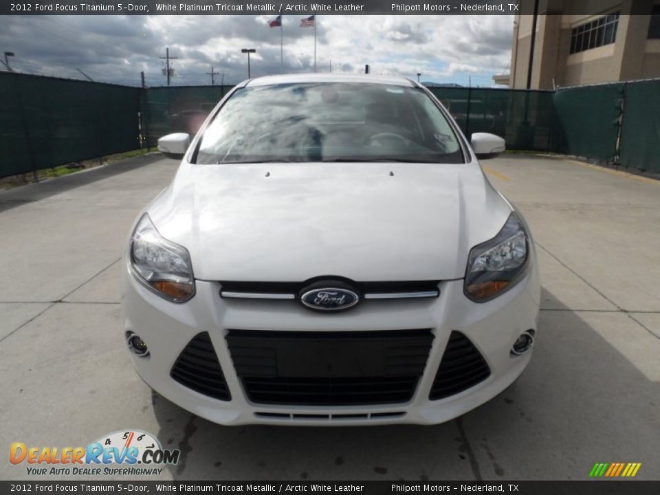 2012 Ford Focus Titanium 5-Door White Platinum Tricoat Metallic / Arctic White Leather Photo #8