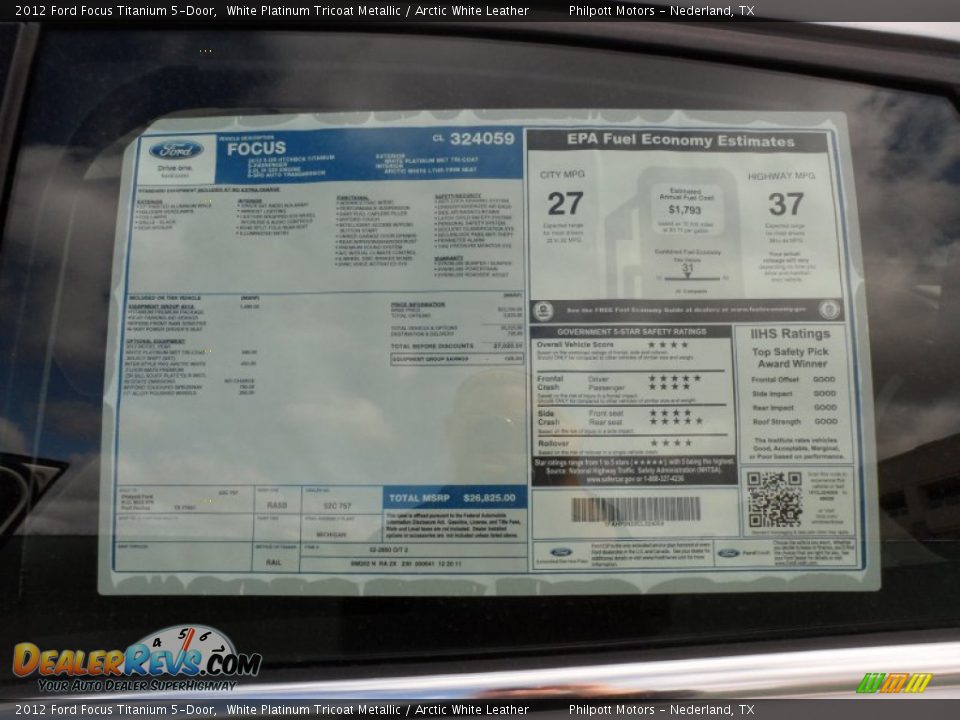 2012 Ford Focus Titanium 5-Door Window Sticker Photo #35