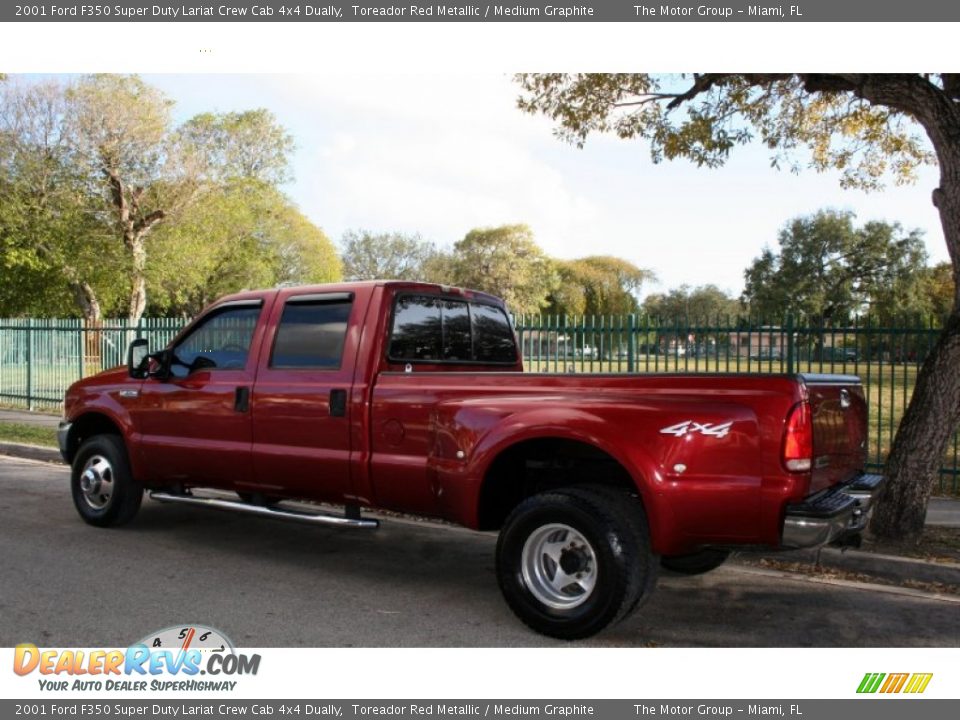 2001 Ford F350 Super Duty Lariat Crew Cab 4x4 Dually Toreador Red Metallic / Medium Graphite Photo #4