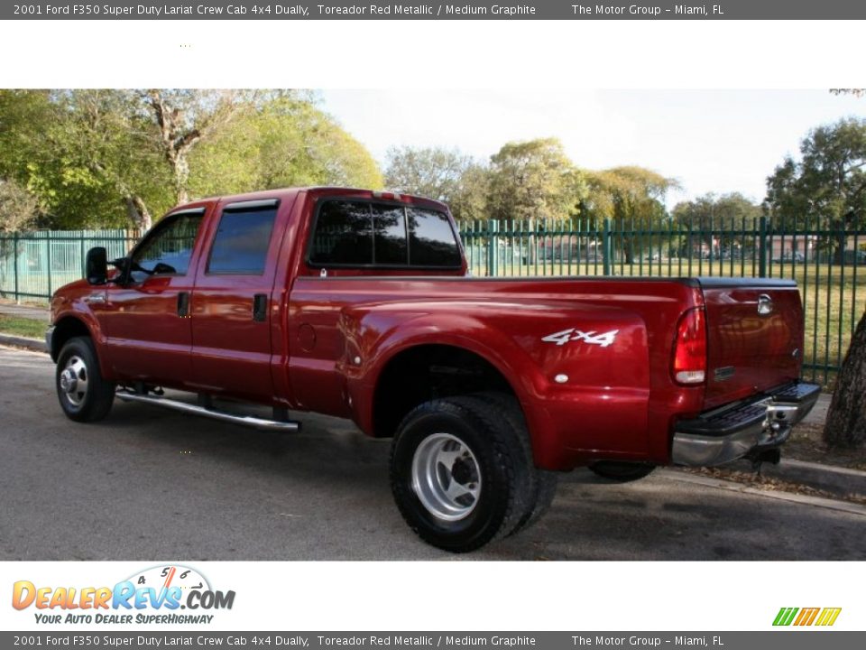 2001 Ford F350 Super Duty Lariat Crew Cab 4x4 Dually Toreador Red Metallic / Medium Graphite Photo #5