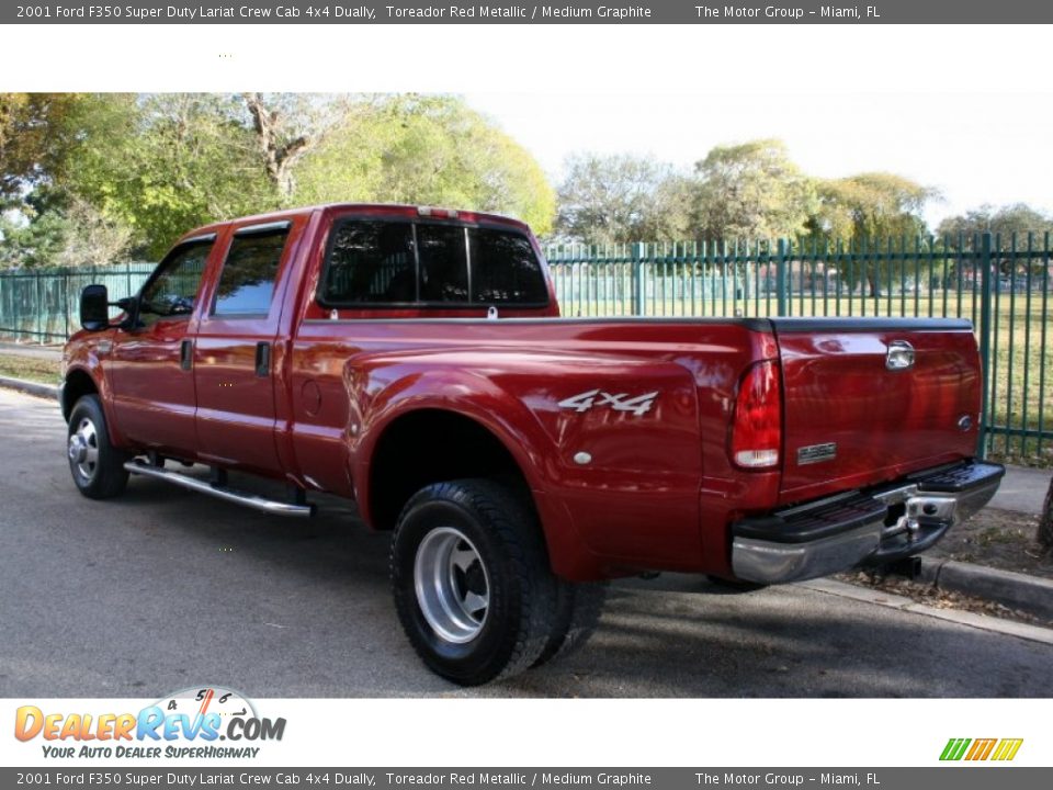 2001 Ford F350 Super Duty Lariat Crew Cab 4x4 Dually Toreador Red Metallic / Medium Graphite Photo #6