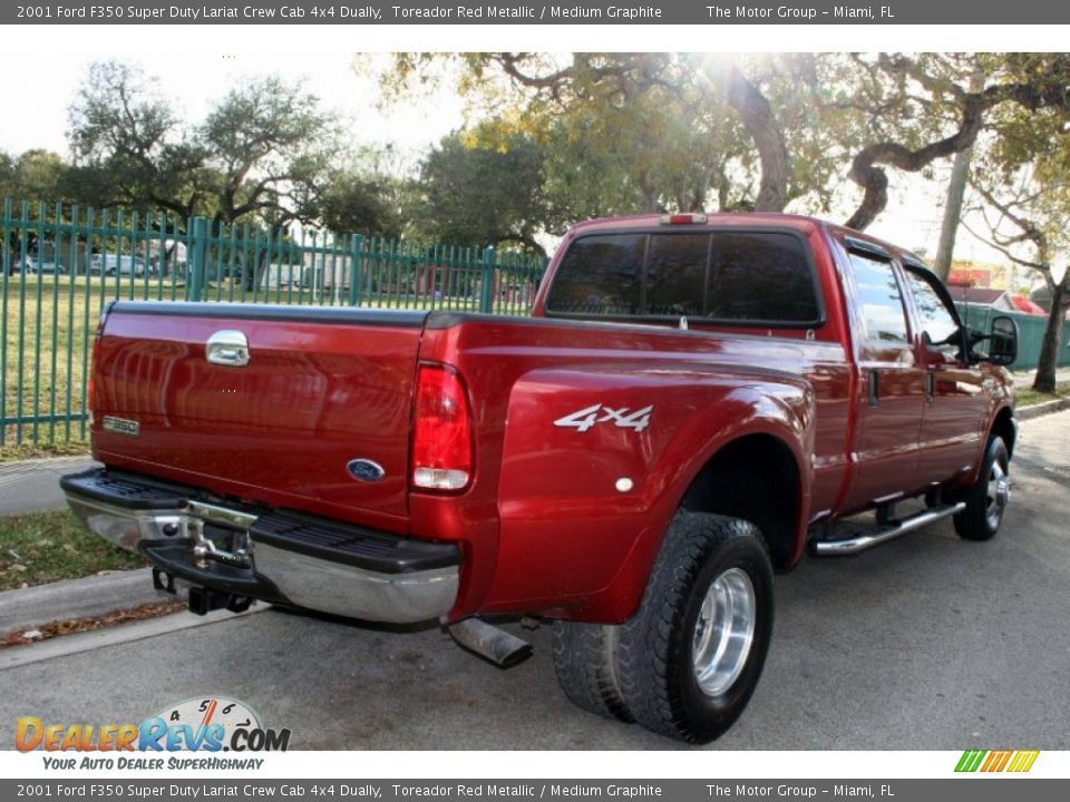2001 Ford F350 Super Duty Lariat Crew Cab 4x4 Dually Toreador Red Metallic / Medium Graphite Photo #8
