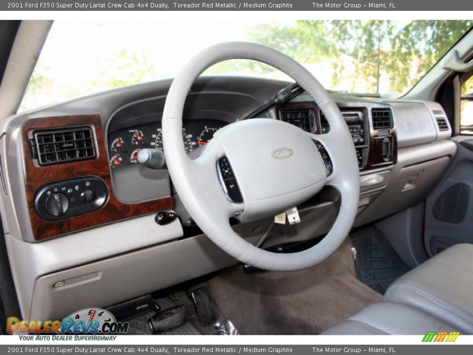 2001 Ford F350 Super Duty Lariat Crew Cab 4x4 Dually Toreador Red Metallic / Medium Graphite Photo #36