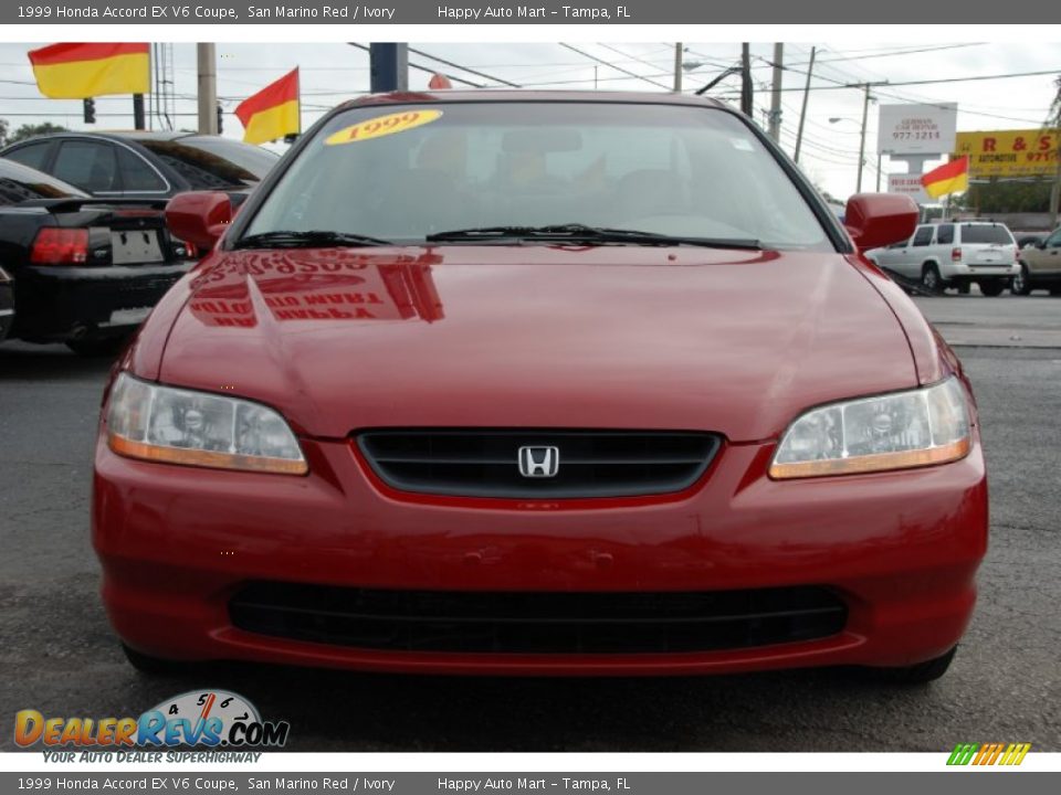 1999 Honda Accord EX V6 Coupe San Marino Red / Ivory Photo #4
