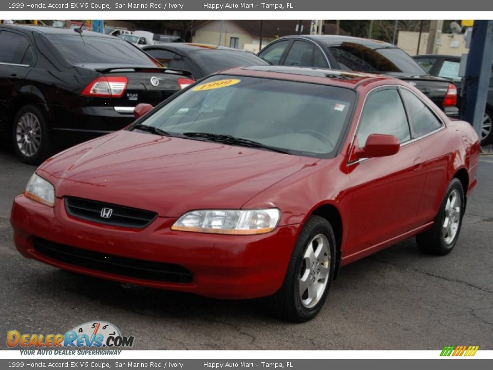 1999 Honda Accord EX V6 Coupe San Marino Red / Ivory Photo #8