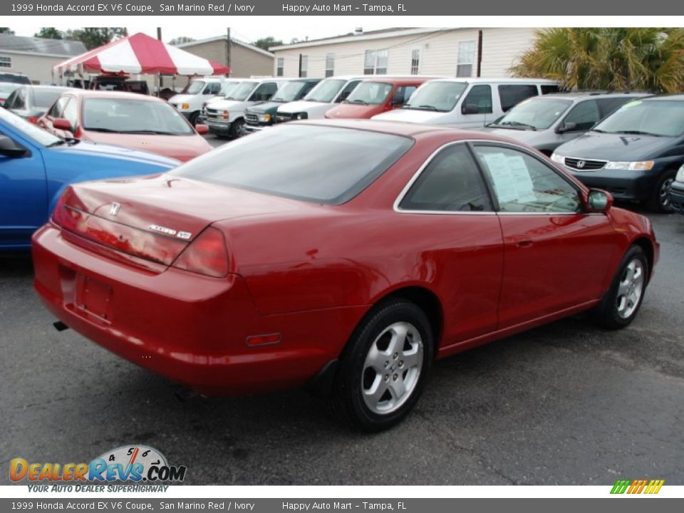 1999 Honda Accord EX V6 Coupe San Marino Red / Ivory Photo #9