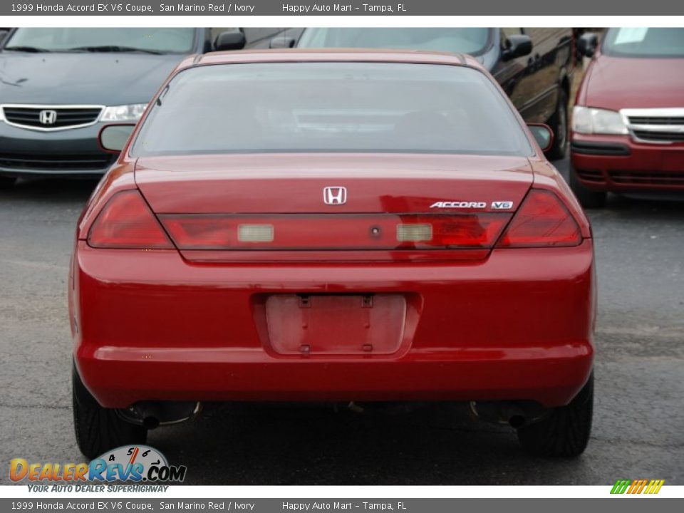 1999 Honda Accord EX V6 Coupe San Marino Red / Ivory Photo #10