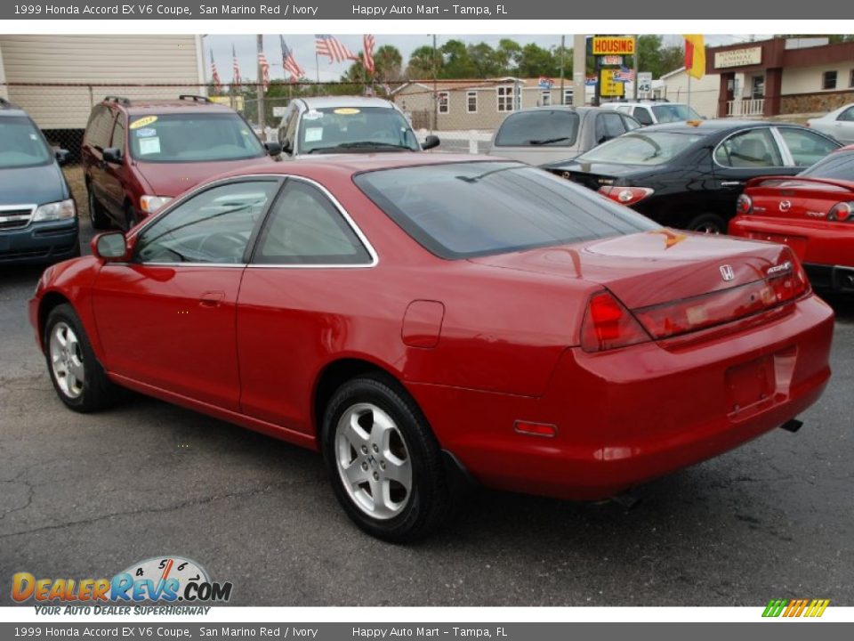 1999 Honda Accord EX V6 Coupe San Marino Red / Ivory Photo #11
