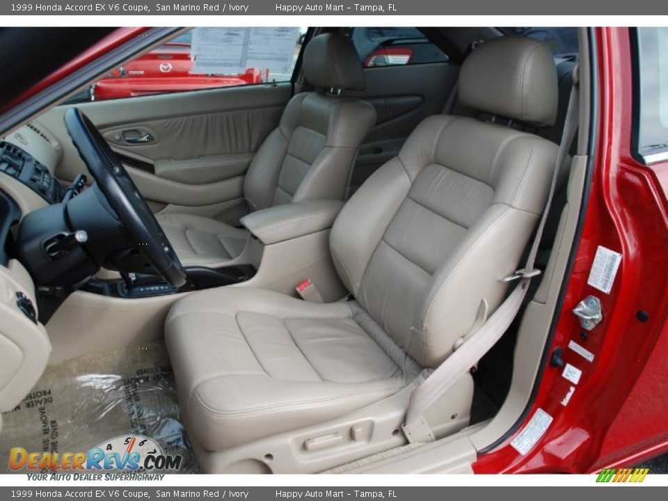 1999 Honda Accord EX V6 Coupe San Marino Red / Ivory Photo #12
