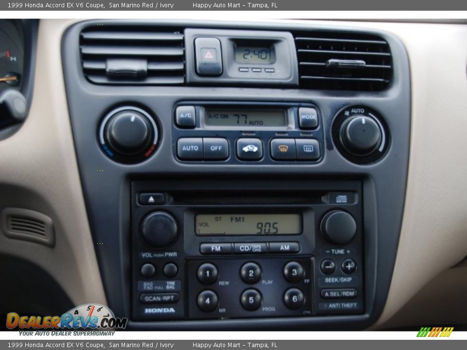 1999 Honda Accord EX V6 Coupe San Marino Red / Ivory Photo #14