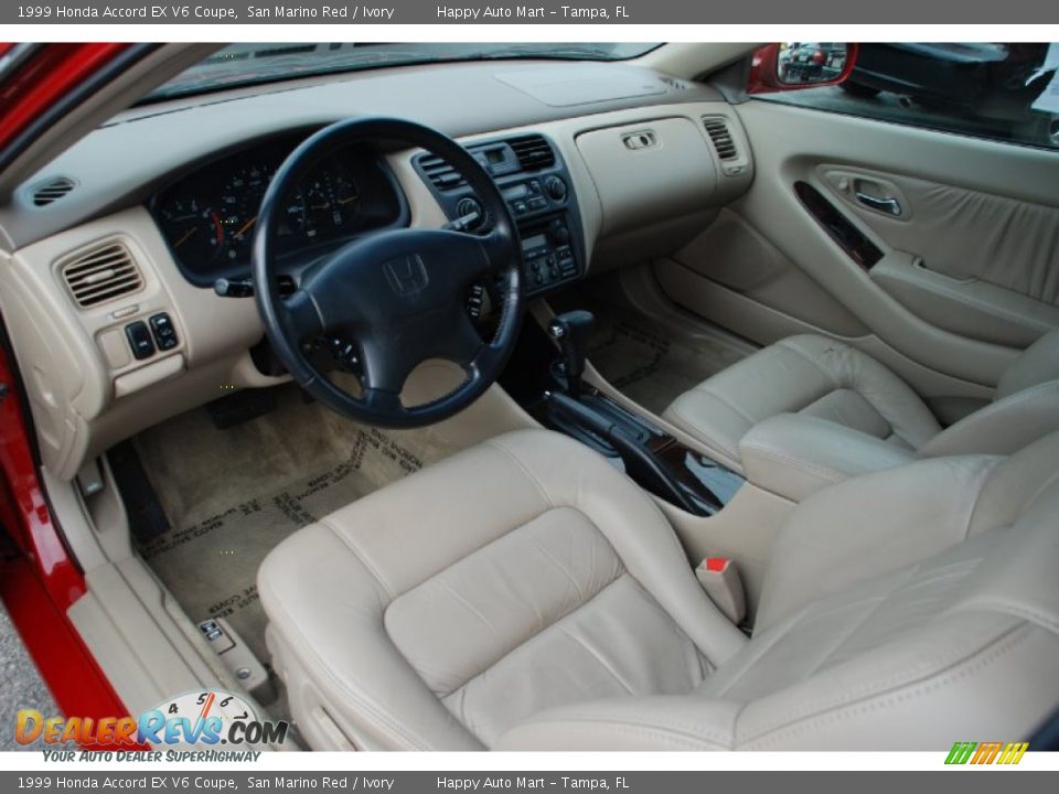 1999 Honda Accord EX V6 Coupe San Marino Red / Ivory Photo #17