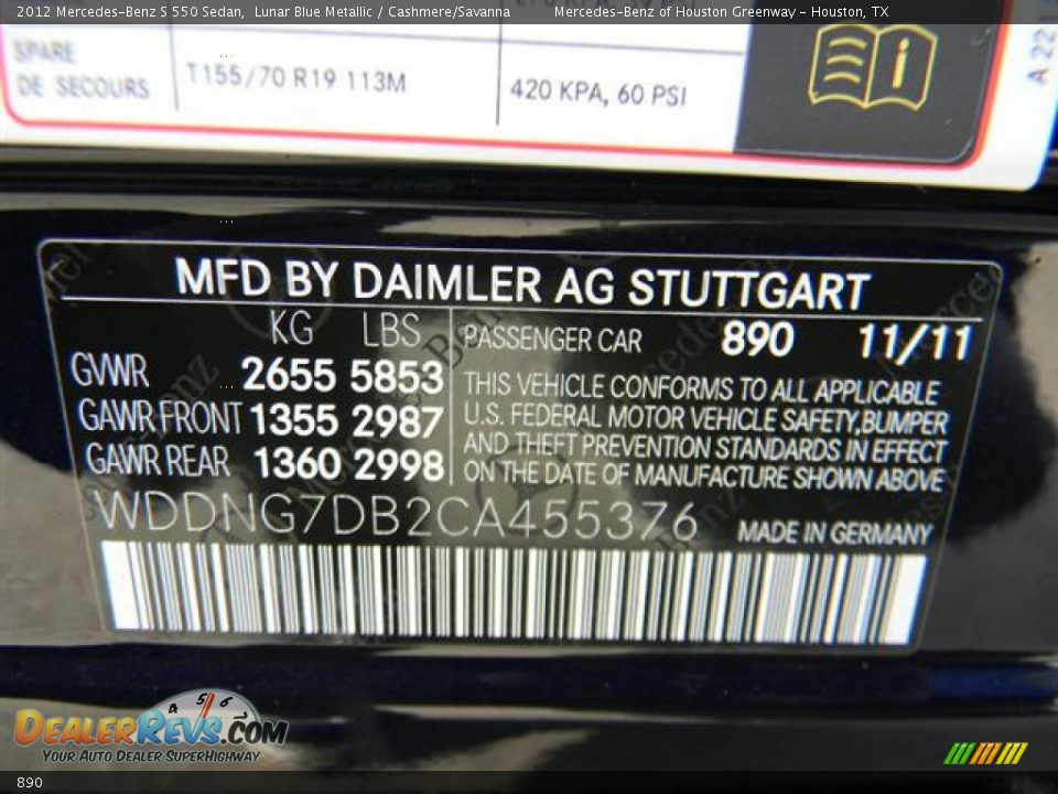 Mercedes-Benz Color Code 890 Lunar Blue Metallic