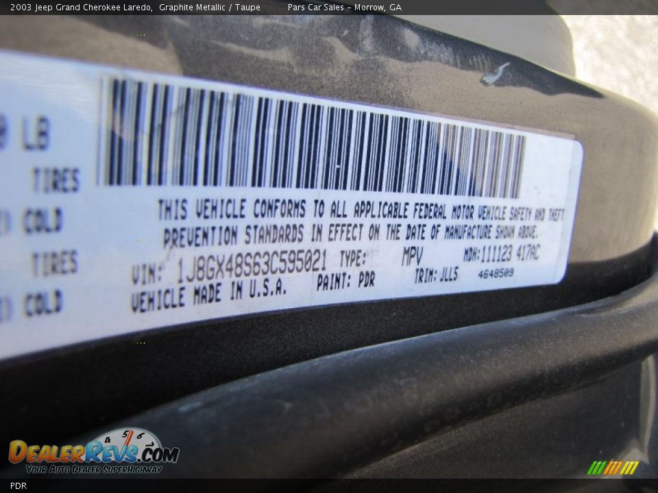 Jeep Color Code PDR Graphite Metallic