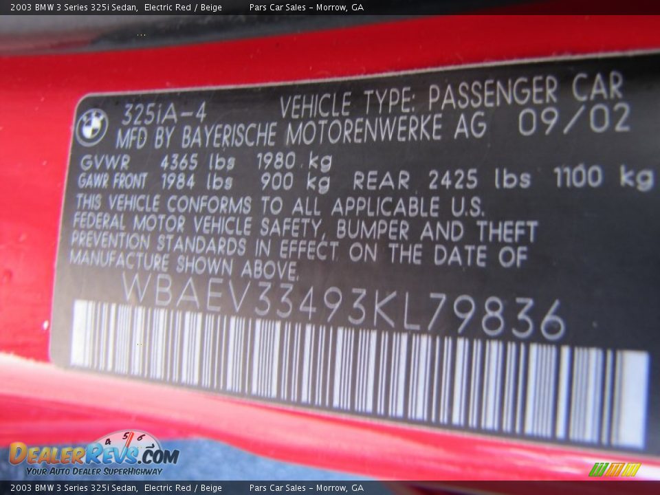 2003 BMW 3 Series 325i Sedan Electric Red / Beige Photo #15