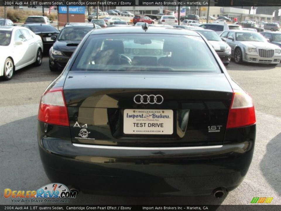 2004 Audi A4 1.8T quattro Sedan Cambridge Green Pearl Effect / Ebony Photo #12