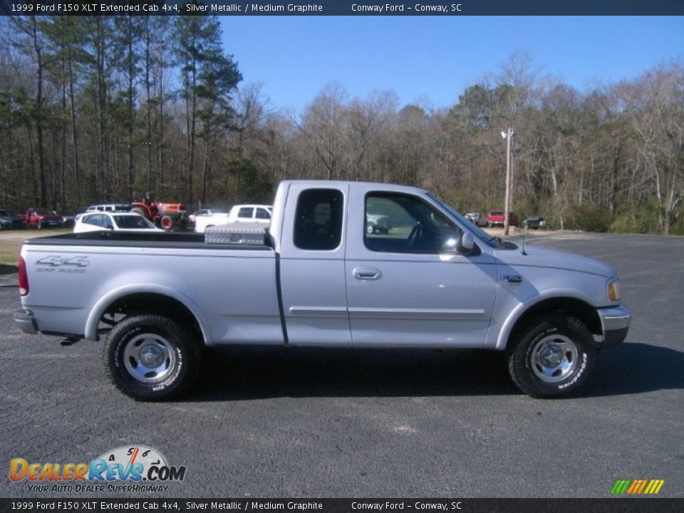 1999 Ford F150 XLT Extended Cab 4x4 Silver Metallic / Medium Graphite Photo #4