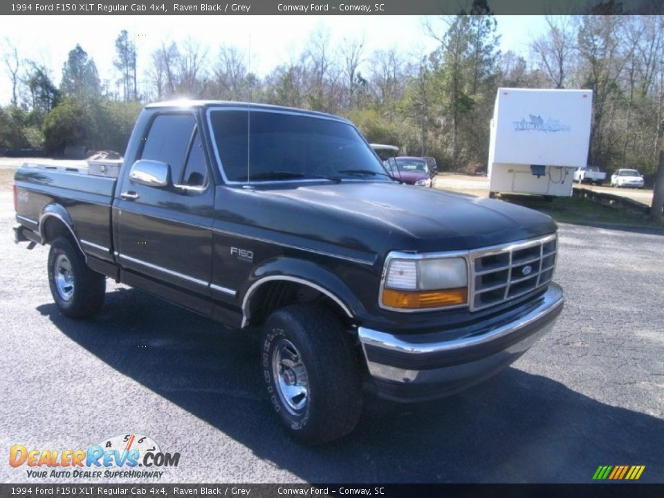 1994 Ford F150 XLT Regular Cab 4x4 Raven Black / Grey Photo #3