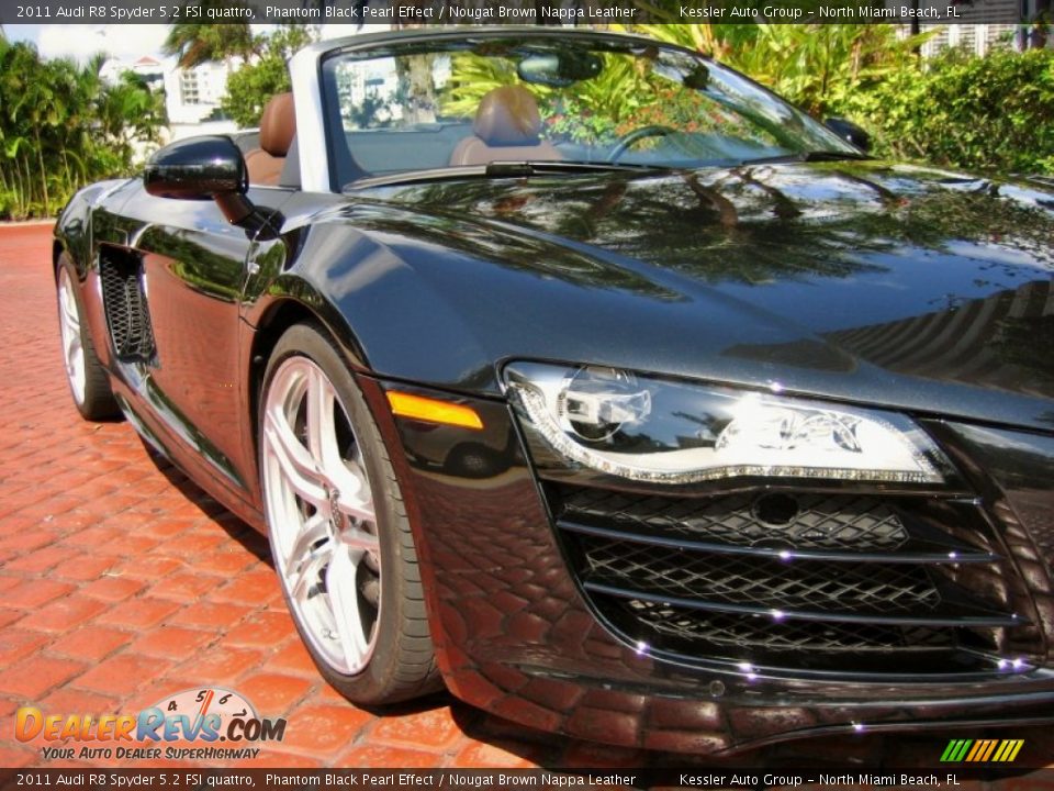 2011 Audi R8 Spyder 5.2 FSI quattro Phantom Black Pearl Effect / Nougat Brown Nappa Leather Photo #9