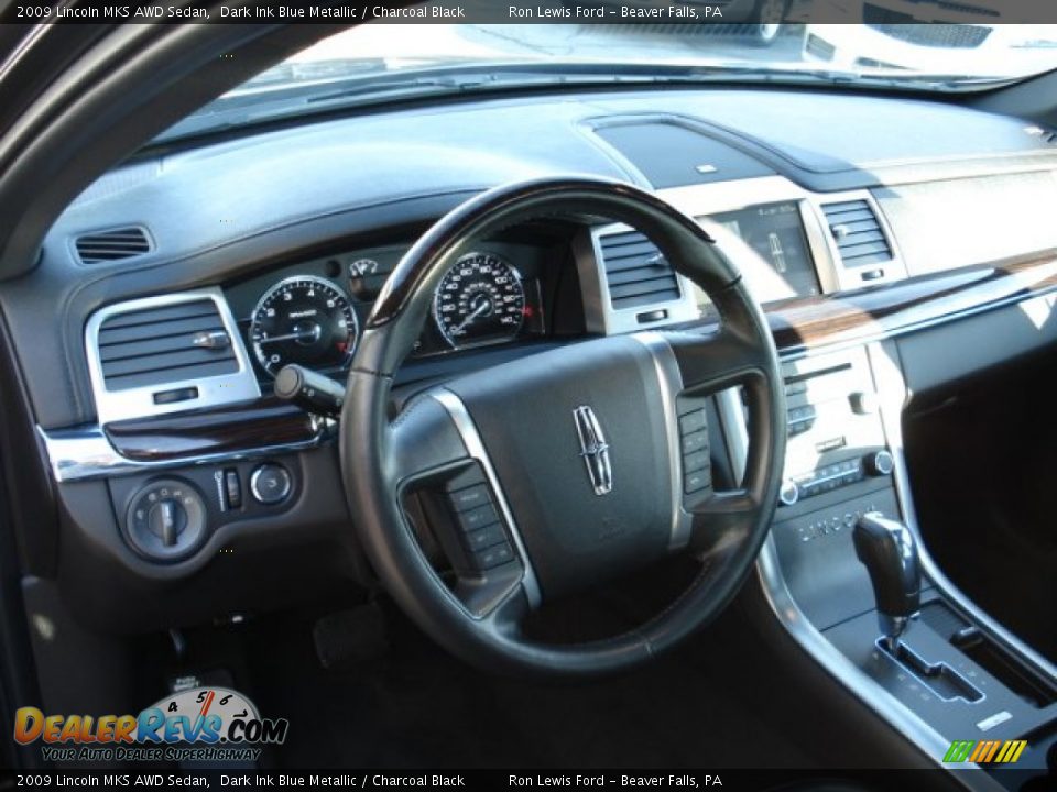 2009 Lincoln MKS AWD Sedan Dark Ink Blue Metallic / Charcoal Black Photo #13