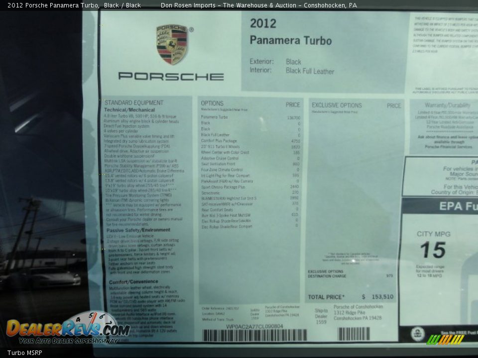 Turbo MSRP - 2012 Porsche Panamera