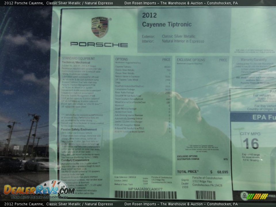 2012 Porsche Cayenne  Window Sticker Photo #27
