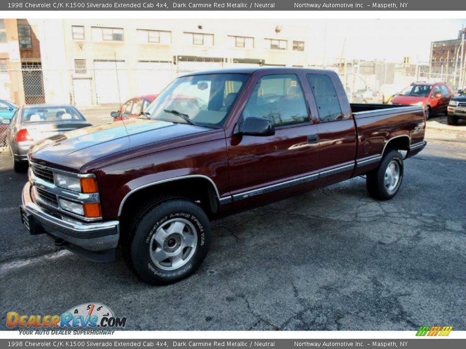 1998 Chevrolet C/K K1500 Silverado Extended Cab 4x4 Dark Carmine Red Metallic / Neutral Photo #4