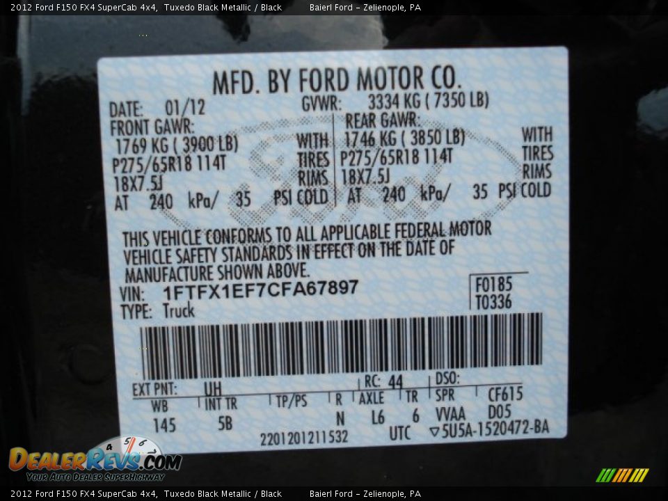 2012 Ford F150 FX4 SuperCab 4x4 Tuxedo Black Metallic / Black Photo #20