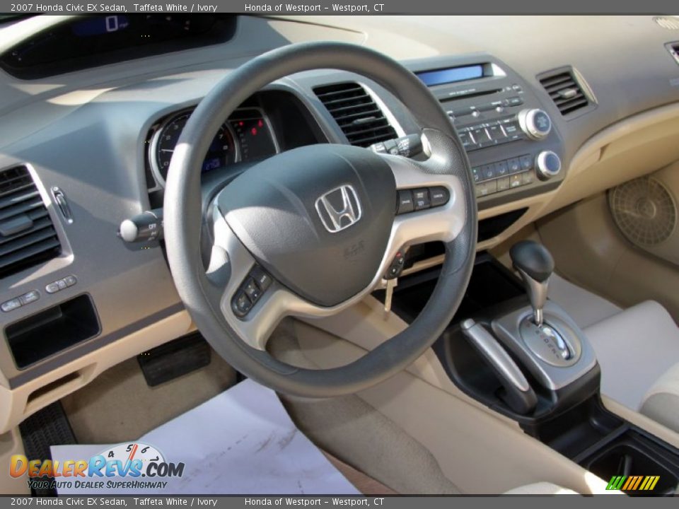 2007 Honda Civic EX Sedan Taffeta White / Ivory Photo #9