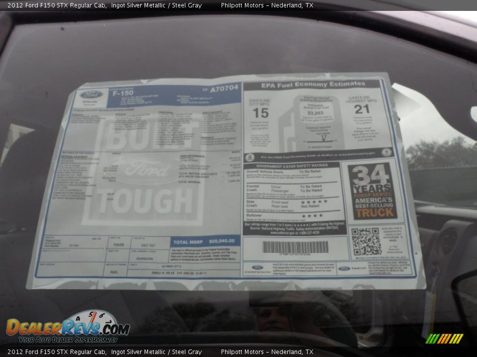 2012 Ford F150 STX Regular Cab Window Sticker Photo #33