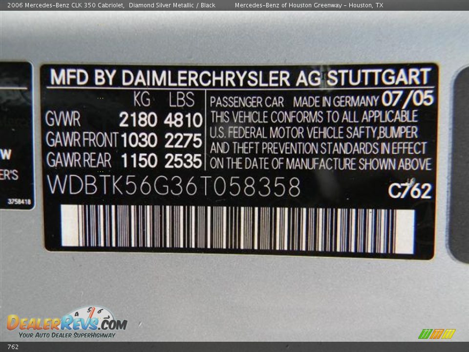 Mercedes-Benz Color Code 762 Diamond Silver Metallic