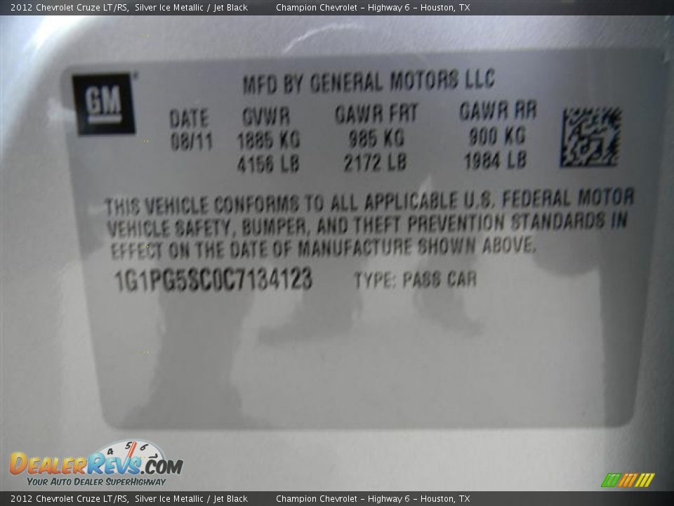 2012 Chevrolet Cruze LT/RS Silver Ice Metallic / Jet Black Photo #26
