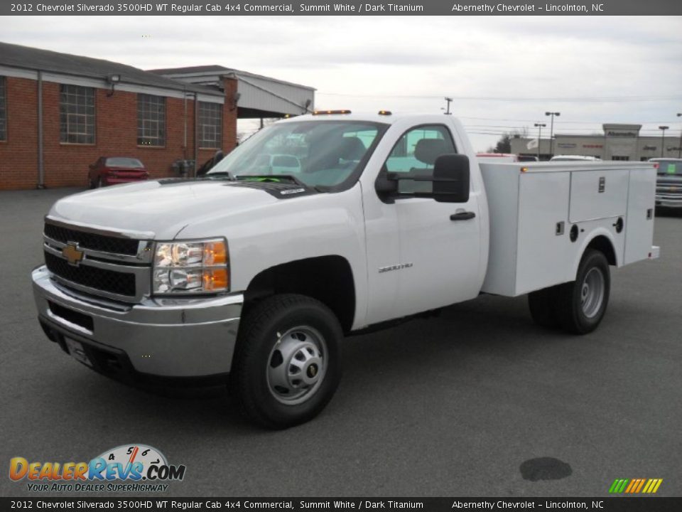 Front 3/4 View of 2012 Chevrolet Silverado 3500HD WT Regular Cab 4x4 Commercial Photo #1
