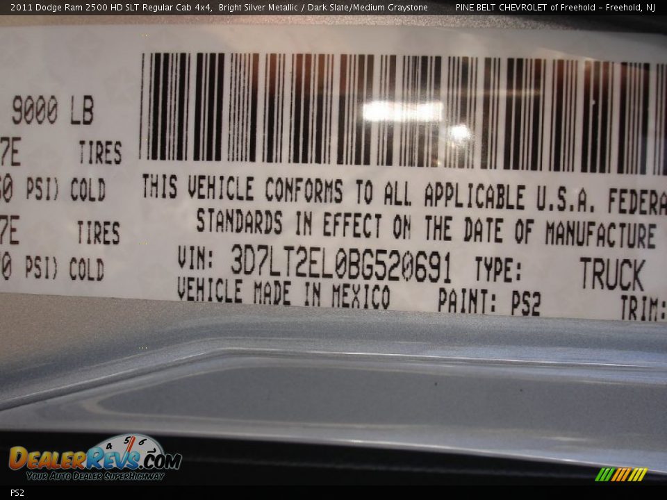 Dodge Color Code PS2 Bright Silver Metallic