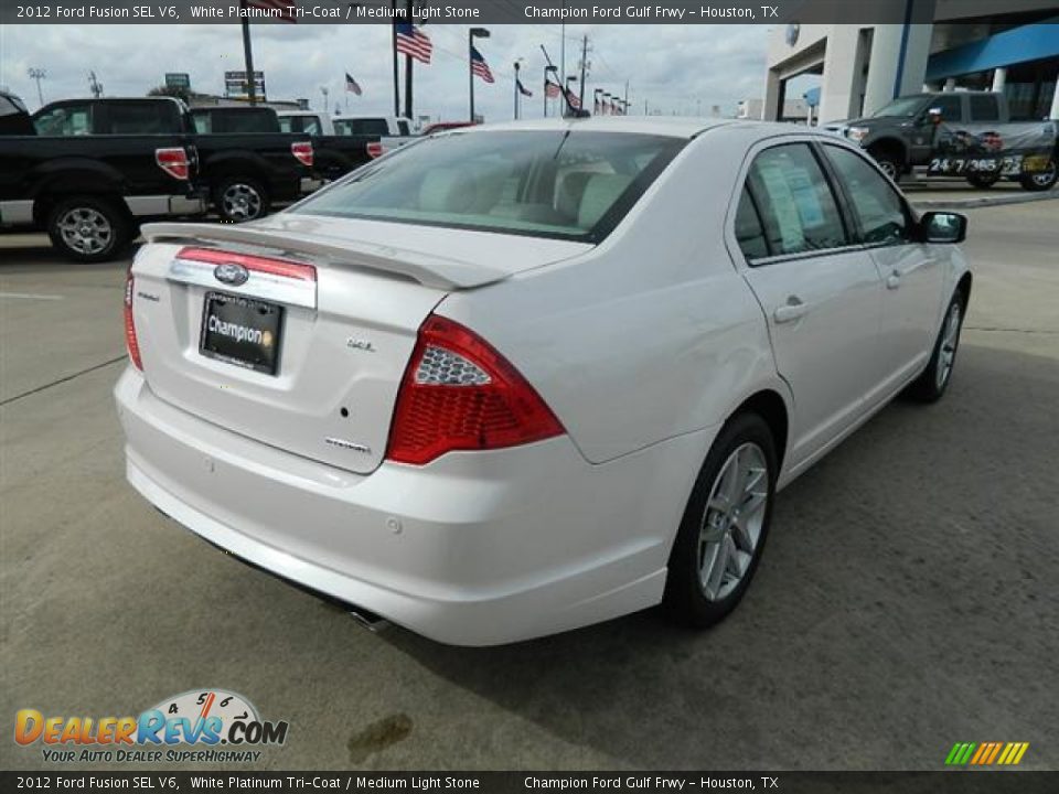 2012 Ford Fusion SEL V6 White Platinum Tri-Coat / Medium Light Stone Photo #5