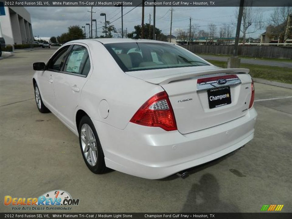 2012 Ford Fusion SEL V6 White Platinum Tri-Coat / Medium Light Stone Photo #7