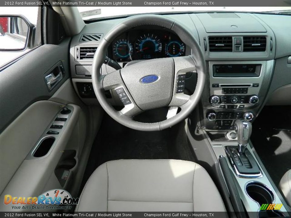 2012 Ford Fusion SEL V6 White Platinum Tri-Coat / Medium Light Stone Photo #12