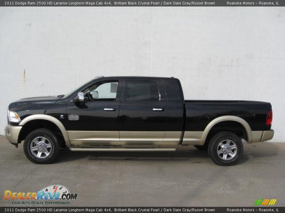 2011 Dodge Ram 2500 HD Laramie Longhorn Mega Cab 4x4 Brilliant Black Crystal Pearl / Dark Slate Gray/Russet Brown Photo #1