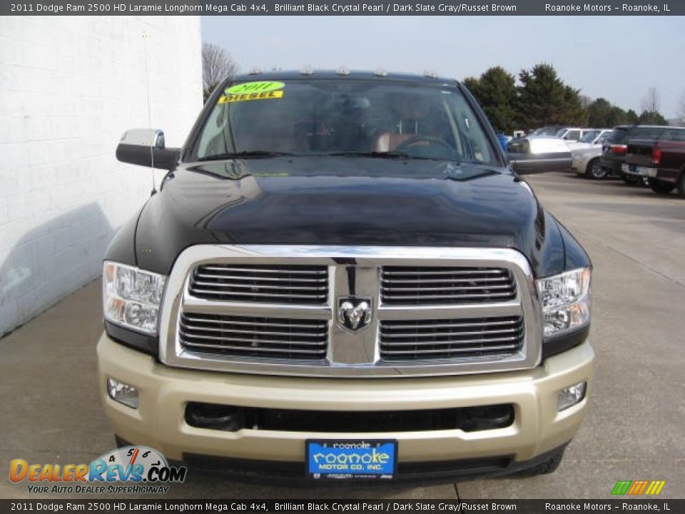 2011 Dodge Ram 2500 HD Laramie Longhorn Mega Cab 4x4 Brilliant Black Crystal Pearl / Dark Slate Gray/Russet Brown Photo #2