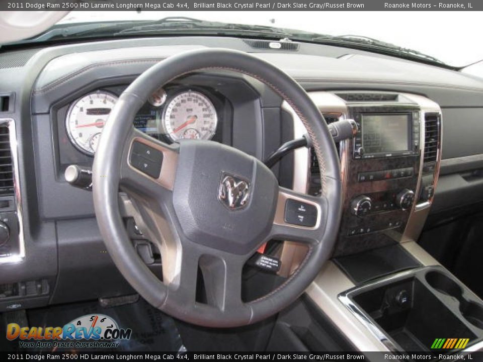 2011 Dodge Ram 2500 HD Laramie Longhorn Mega Cab 4x4 Brilliant Black Crystal Pearl / Dark Slate Gray/Russet Brown Photo #4