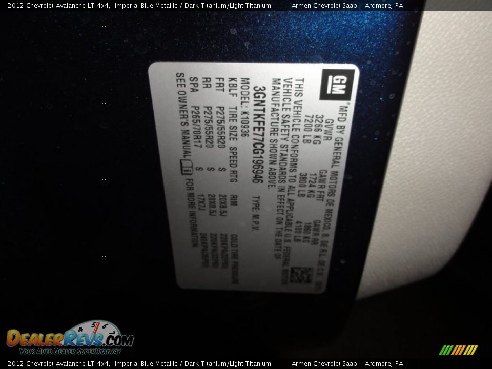 2012 Chevrolet Avalanche LT 4x4 Imperial Blue Metallic / Dark Titanium/Light Titanium Photo #12
