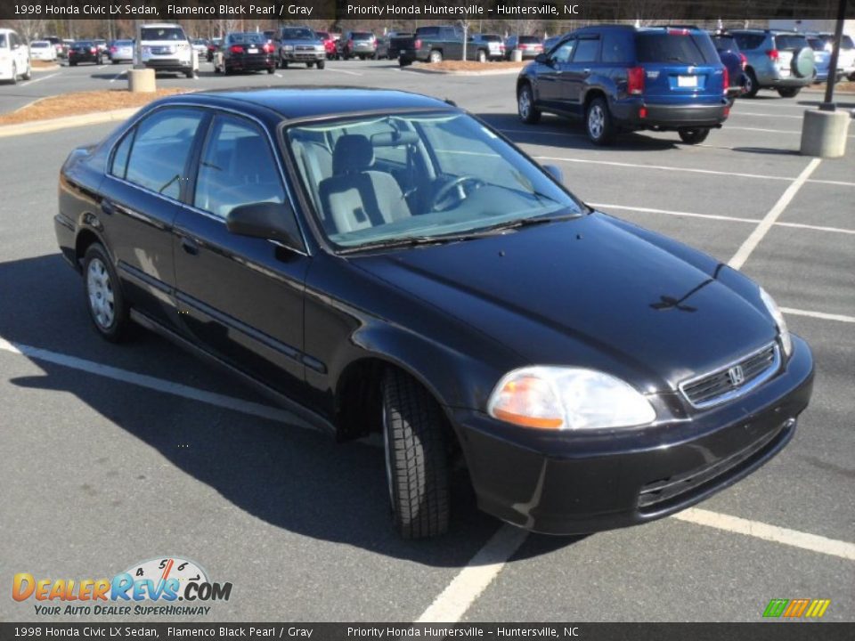 1998 Honda Civic LX Sedan Flamenco Black Pearl / Gray Photo #2
