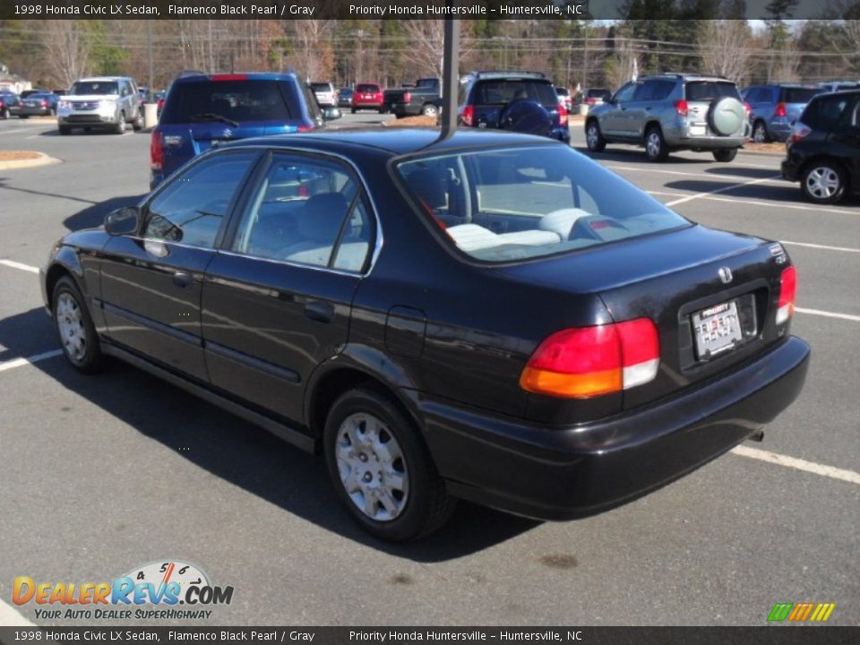 1998 Honda Civic LX Sedan Flamenco Black Pearl / Gray Photo #3