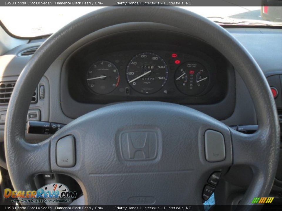1998 Honda Civic LX Sedan Flamenco Black Pearl / Gray Photo #12