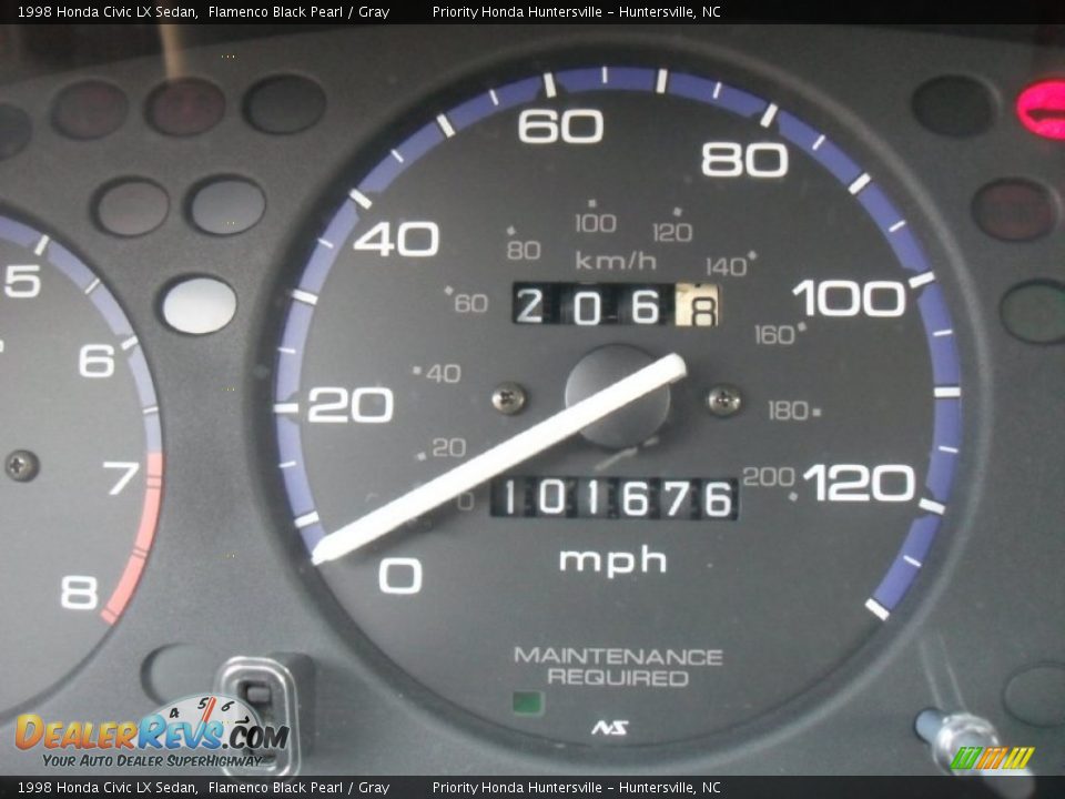 1998 Honda Civic LX Sedan Flamenco Black Pearl / Gray Photo #13