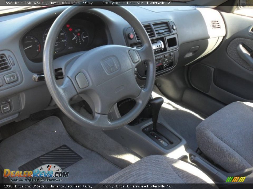 1998 Honda Civic LX Sedan Flamenco Black Pearl / Gray Photo #24