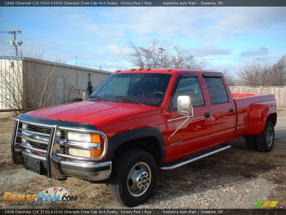 1998 Chevrolet C/K 3500 K3500 Silverado Crew Cab 4x4 Dually Victory Red / Red Photo #1