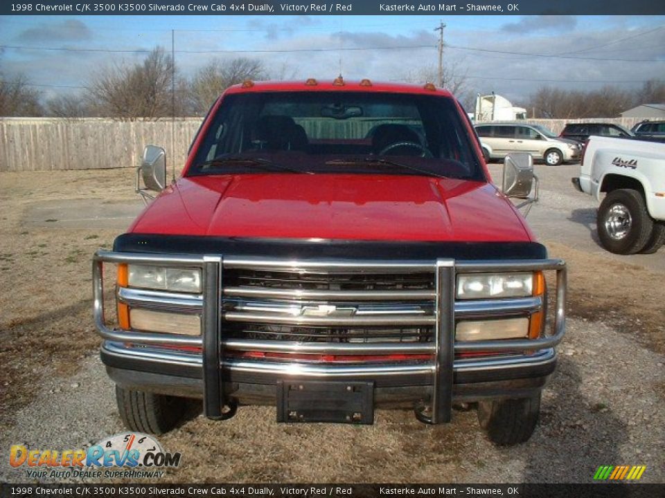 1998 Chevrolet C/K 3500 K3500 Silverado Crew Cab 4x4 Dually Victory Red / Red Photo #2