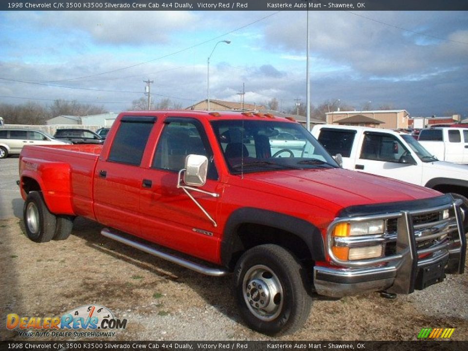 1998 Chevrolet C/K 3500 K3500 Silverado Crew Cab 4x4 Dually Victory Red / Red Photo #3