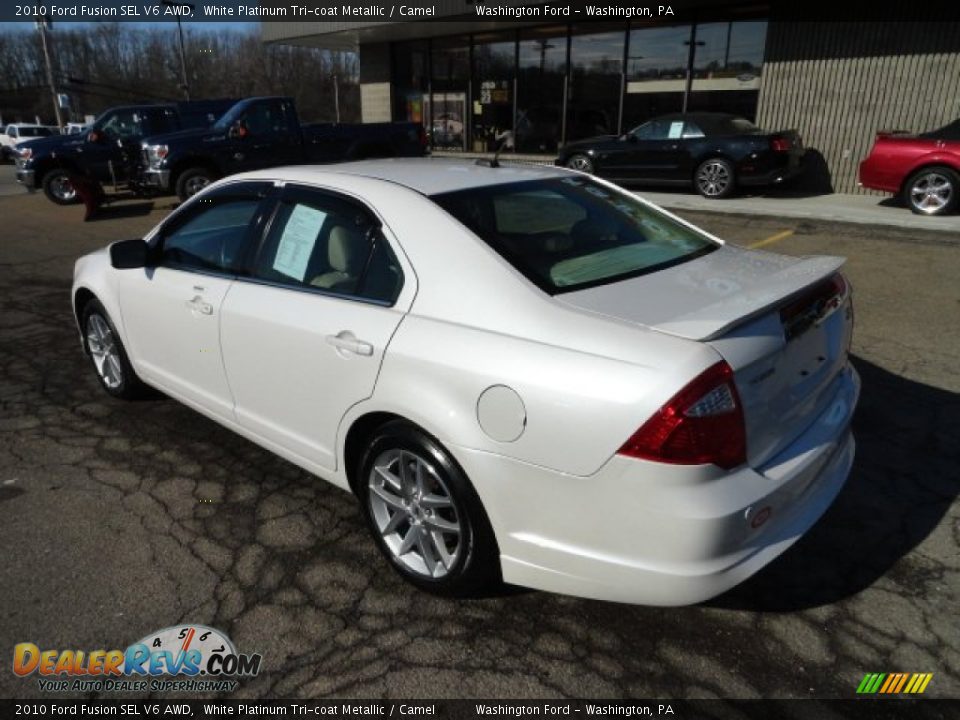 2010 Ford Fusion SEL V6 AWD White Platinum Tri-coat Metallic / Camel Photo #2